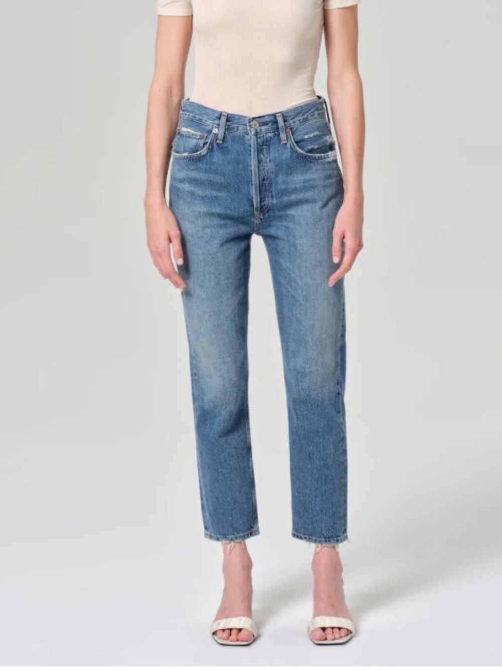 Agolde Riley High Rise Straight Leg Button Fly Denim Jeans, Size 28